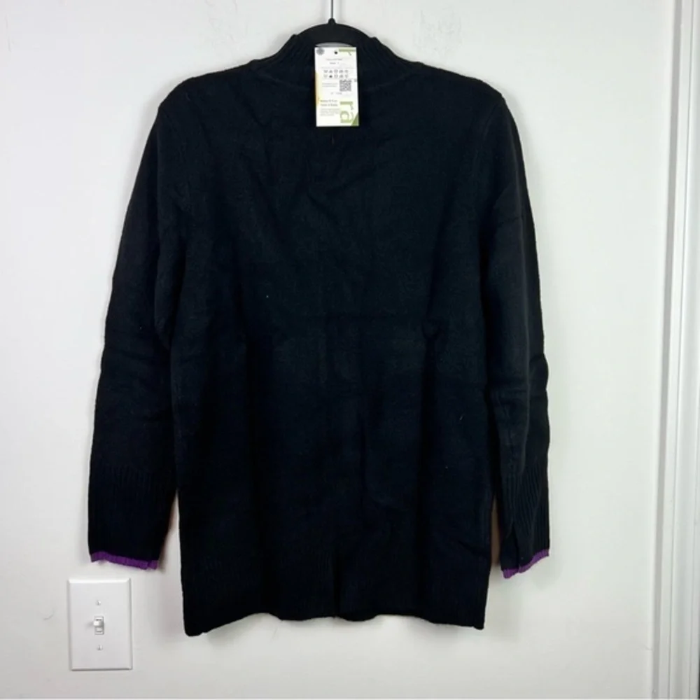 Halara Turtleneck womens size small Black Purple Color Block Knit Sweater